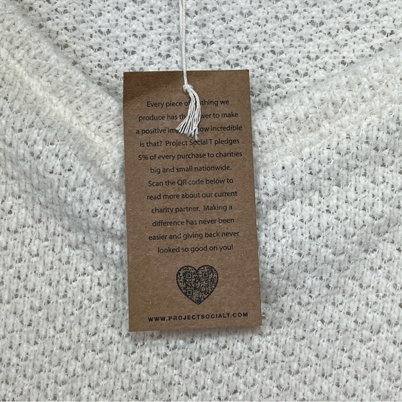 Project Social T Sweater Womens Small Tan Cozy Knit Cropped V Neck Top New - Picture 8 of 10